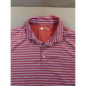 Onward Reserve Mens Performance Polo Shirt Large Red Blue Striped Short Sleeve